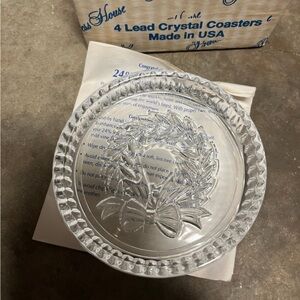 PRINCESS HOUSE VINTAGE 1995 SET OF 4 CHRISTMAS WREATH CRYSTAL COASTERS NIB